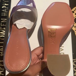 Amina Muaddi Lupita Metallic Leather Sandals